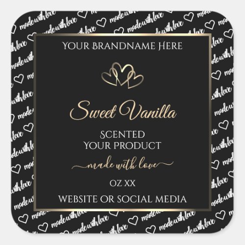 Black White Word Cloud Product Labels Gold Frame