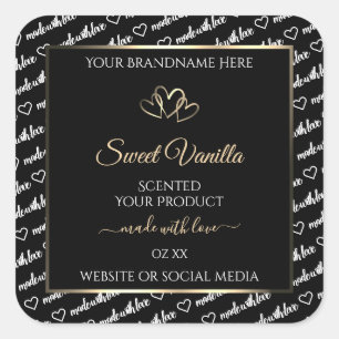 Black White Word Cloud Product Labels Gold Frame