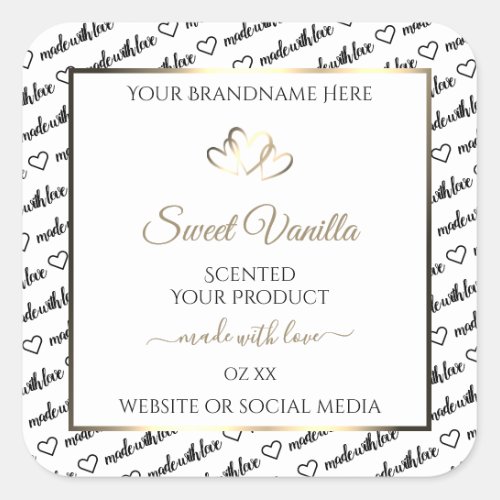 Black White Word Cloud Product Labels Gold Heart