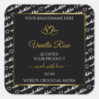 Black White Word Cloud Product Labels Gold Hearts