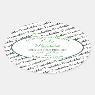 Black White Word Cloud Product Labels Green Hearts