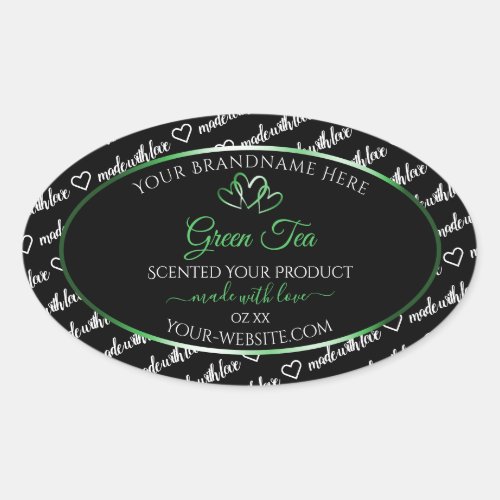 Black White Word Cloud Product Labels Green Hearts
