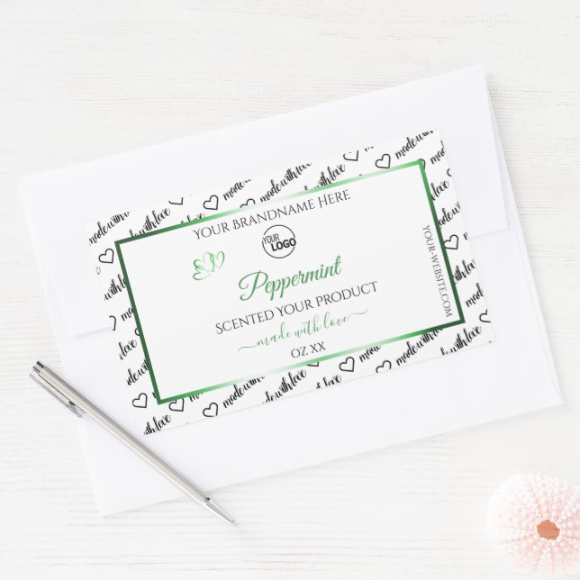 Black White Word Cloud Product Labels Green Logo (Envelope)