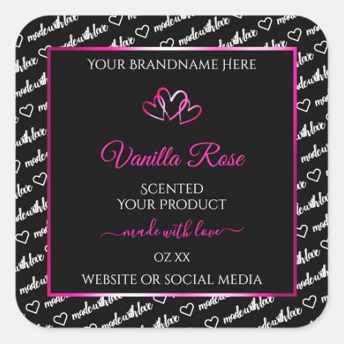 Black White Word Cloud Product Labels Pink Hearts