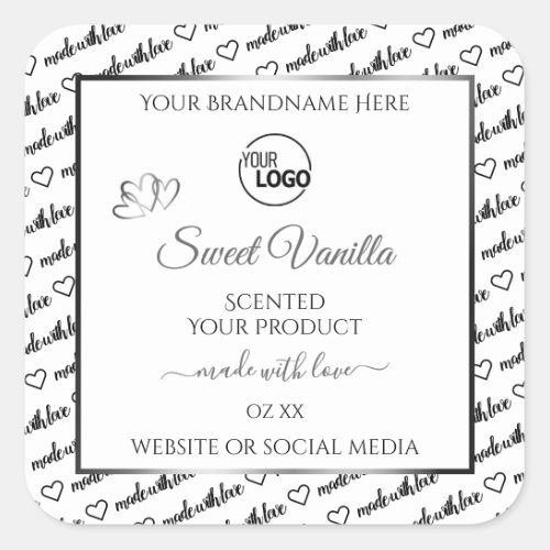 Black White Word Cloud Silver Product Labels Logo