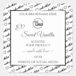 Black White Word Cloud Silver Product Labels Logo