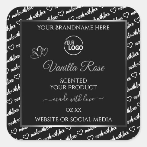 Black White Word Cloud Silver Product Labels Logo