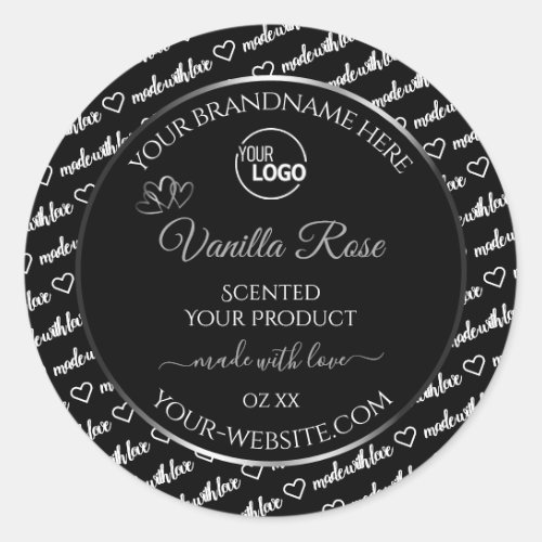 Black White Word Cloud Silver Product Labels Logo