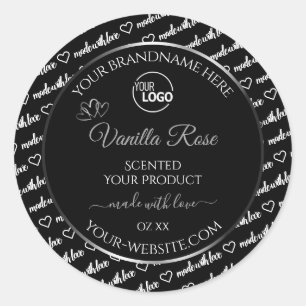 Black White Word Cloud Silver Product Labels Logo