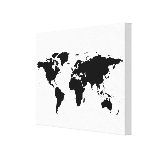Black White World Map Canvas Print Zazzle Black White World Map Canvas Print