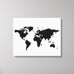 black white world-map canvas print