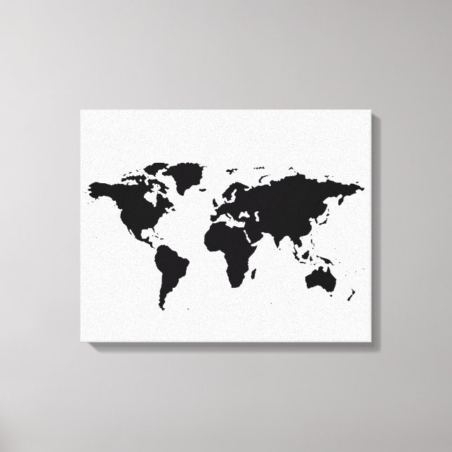 black white world-map canvas print (Front)