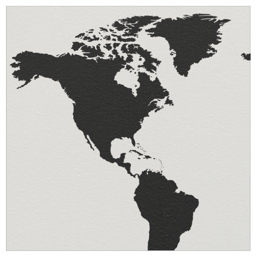 black & white world map pattern fabric