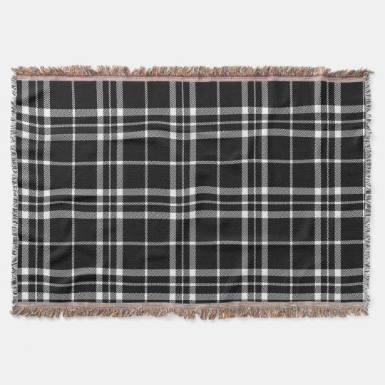 Black White Woven Plaid Buffalo Check Large Plaid Throw ...