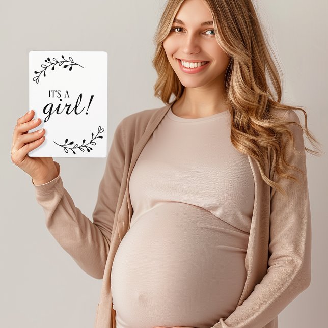 Black & White Wreath Pregnancy Gender Photo Sign (Creator Uploaded)