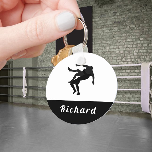 Black & White Wrestling Theme Design Wrestler Name Keychain (Creator Uploaded)
