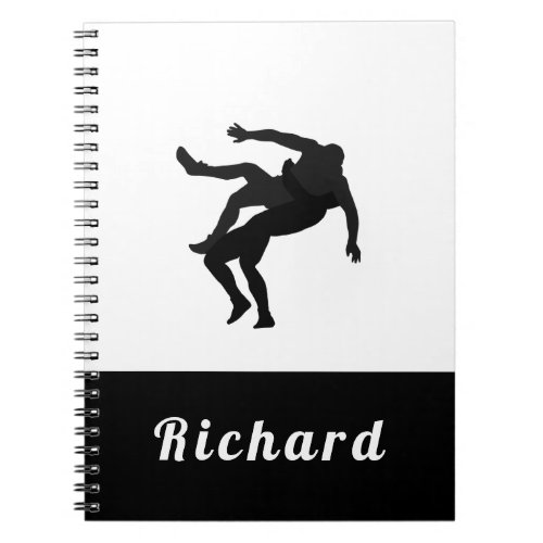 Black  White Wrestling Theme Design Wrestler Name Notebook