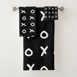 Black &amp; White X O XO X&amp;O&#39;s Trendy Cute Bath Towel Set