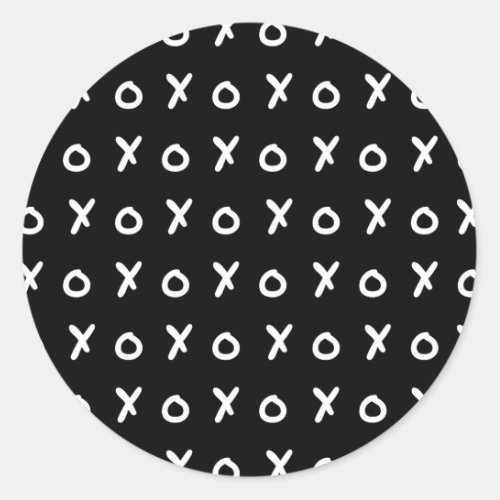 Black  White X O XO XOs Trendy Cute Classic Round Sticker