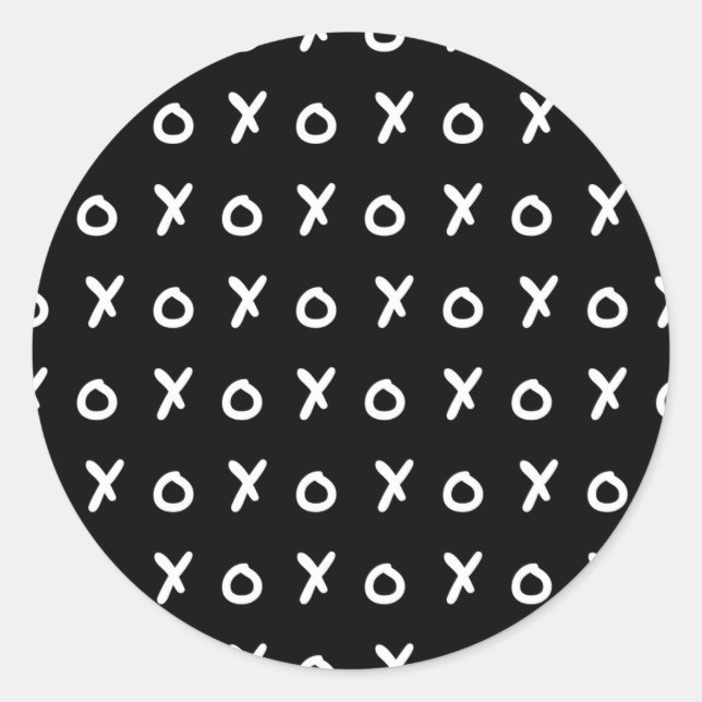 Black & White X O XO X&O's Trendy Cute Classic Round Sticker (Front)