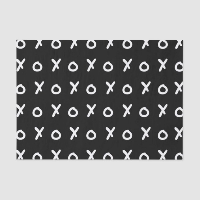 Black & White X O XO X&O's Trendy Cute Tissue Paper (Front)