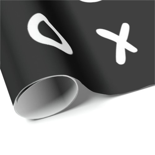 Black  White X O XO XOs Trendy Cute Wrapping Paper