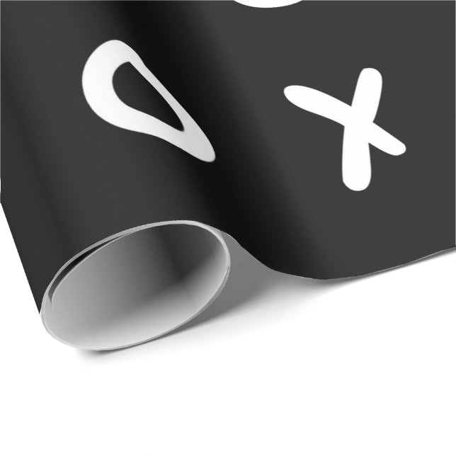 Black & White X O XO XO's Trendy Cute Wrapping Paper (Roll Corner)