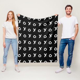 Black & White X O XO XO's Trendy Cute XOXO Fleece Blanket