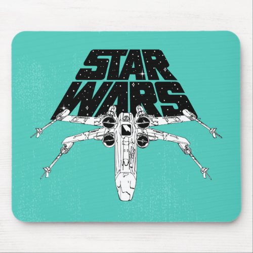 Black  White X_Wing Star Wars Space Logo Mouse Pad