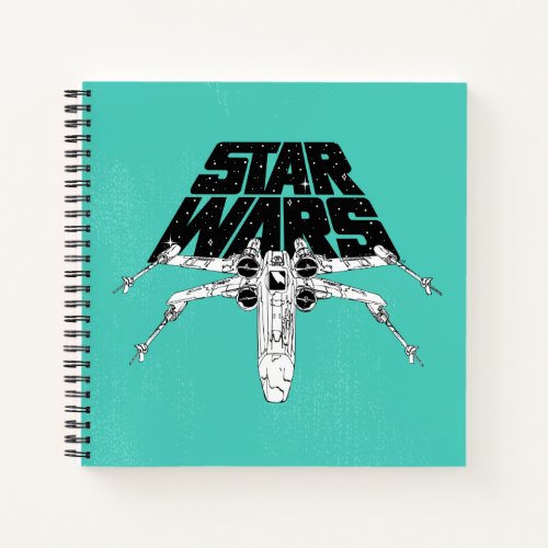 Black  White X_Wing Star Wars Space Logo Notebook