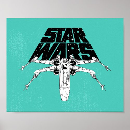 Black  White X_Wing Star Wars Space Logo Poster