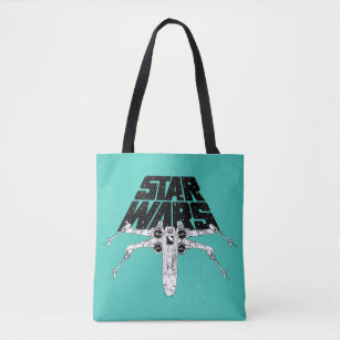 Black & White X-Wing Star Wars Space Logo Tote Bag