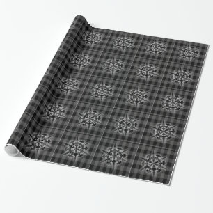 Black White Xmas Holiday Christmas Snowflake Wrapping Paper