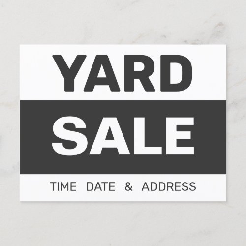 Black  White Yard Sale Post Card