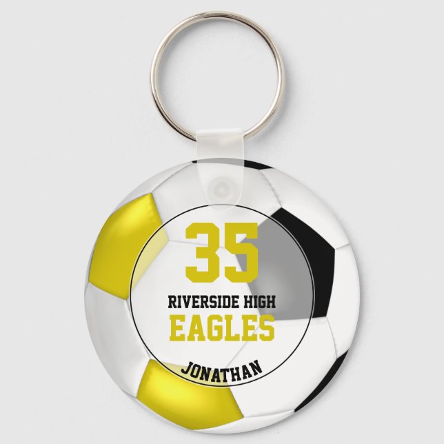 black white yellow boys' soccer team colors keychain (Front)
