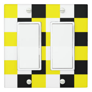 Black White Yellow Checker Light Switch Cover