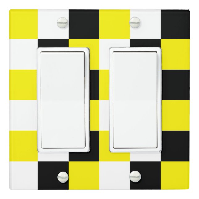 Black White Yellow Checker  Light Switch Cover (In Situ)