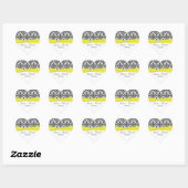 Black White Yellow Damask 1.5" Heart Sticker (Sheet)