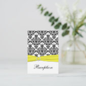 Black, White, Yellow Damask Enclosure Card (Standing Front)