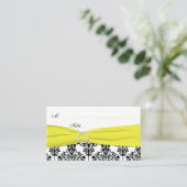 Black, White, Yellow Damask Place Cards (Standing Front)