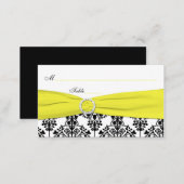 Black, White, Yellow Damask Place Cards (Front/Back)