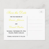 Black, White, Yellow Damask Save the Date Card (Back)