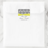 Black White Yellow Damask Wedding Favor Sticker (Bag)