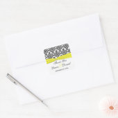 Black White Yellow Damask Wedding Favor Sticker (Envelope)