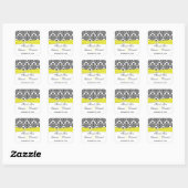 Black White Yellow Damask Wedding Favor Sticker (Sheet)