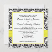 Black, White, Yellow Damask Wedding Invitation (Back)