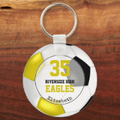 black white yellow girls soccer team colors keychain (Front)