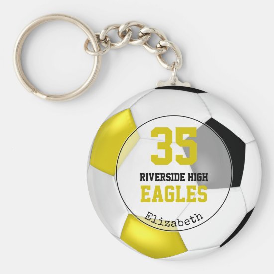 black white yellow girls soccer team colors keychain