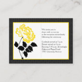 Black, White, Yellow Peony on Linen Enclosure Card (Back)