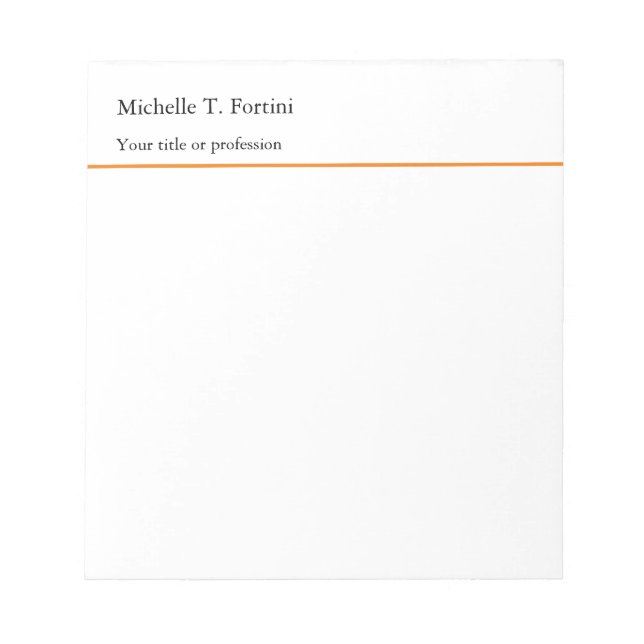 Black White Yellow Plain Minimalist Simple Notepad (Front)